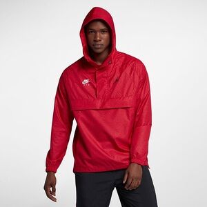 Nike Air Jordan Wings 1988 Anorak Pullover Jacket with Hood (Gym Red)